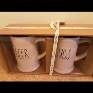 Rae Dunn Beer Mug Set New 2 pc Beer Suds Mugs FINAL PRICE